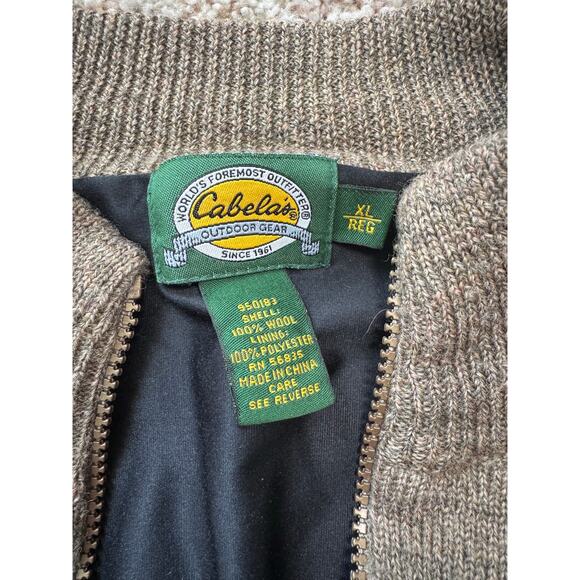 CABELAS Men's 100% Wool sweater Jacket, size XL, Full zip Wind Stopper; Vintage - Picture 3 of 13